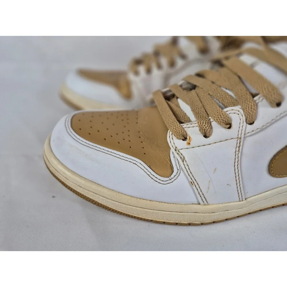Nike Air Jordan 1 Mid Gold White Mens Size 9.5 Basketball Sneakers Shoes